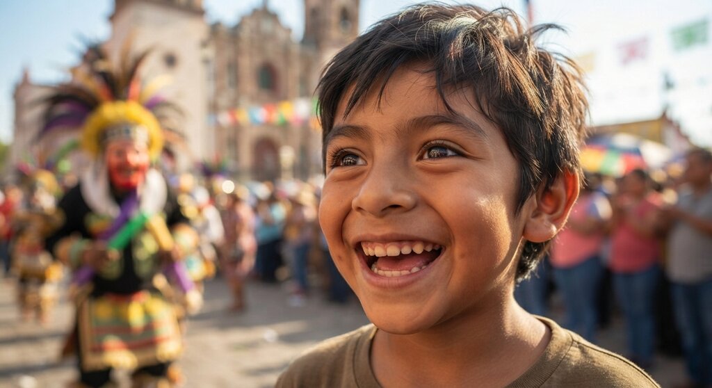 Observa al niño está viendo bailar a los tastoanes. ¿Cómo crees que se siente?