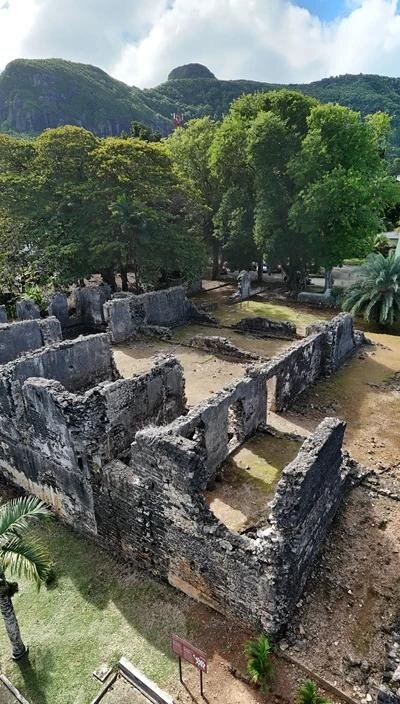 Why did the Dutch build the fort at Vieux Grand Port?