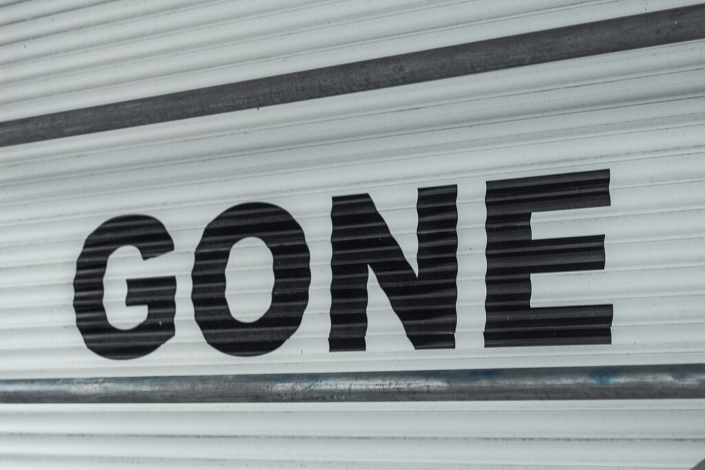 B) gone
