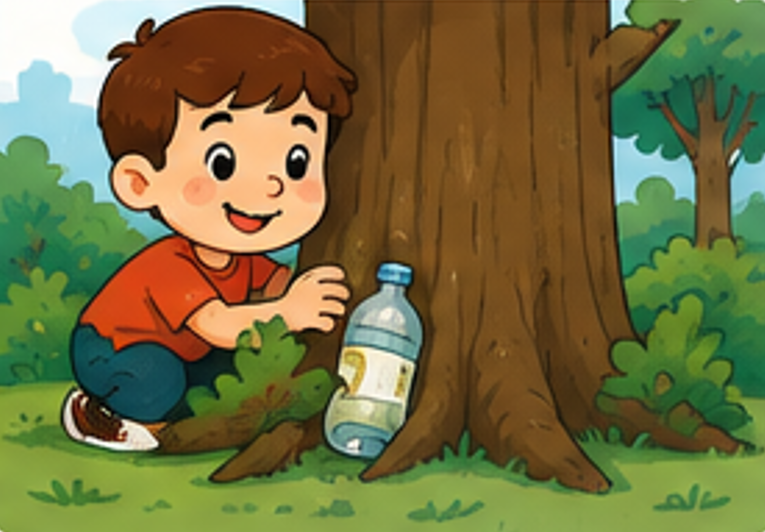 Esconderla detrás de un árbol 🌳