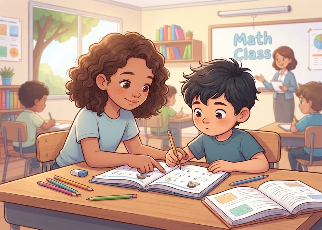 Lina helps her friend when she needs help.