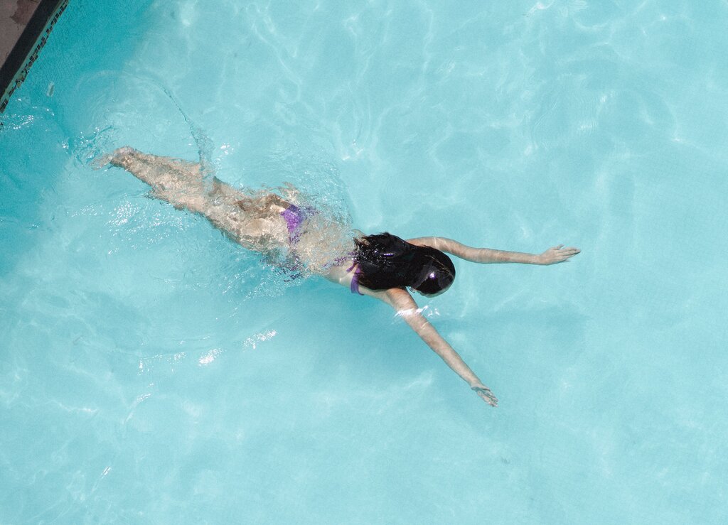 She ....  swimming