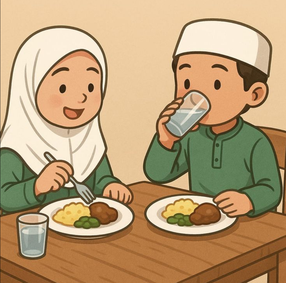 Setelah makan bekal di dalam roket, kita mengucapkan...