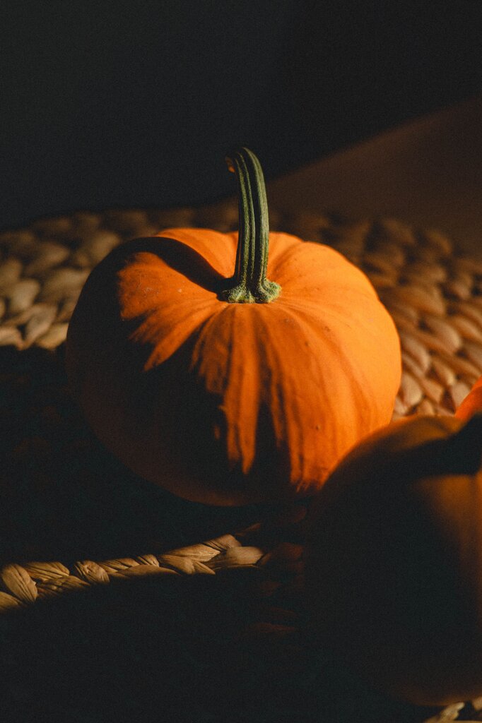 Look at the picture: a big, round, orange vegetable often used to make soup or pie. What is it?
